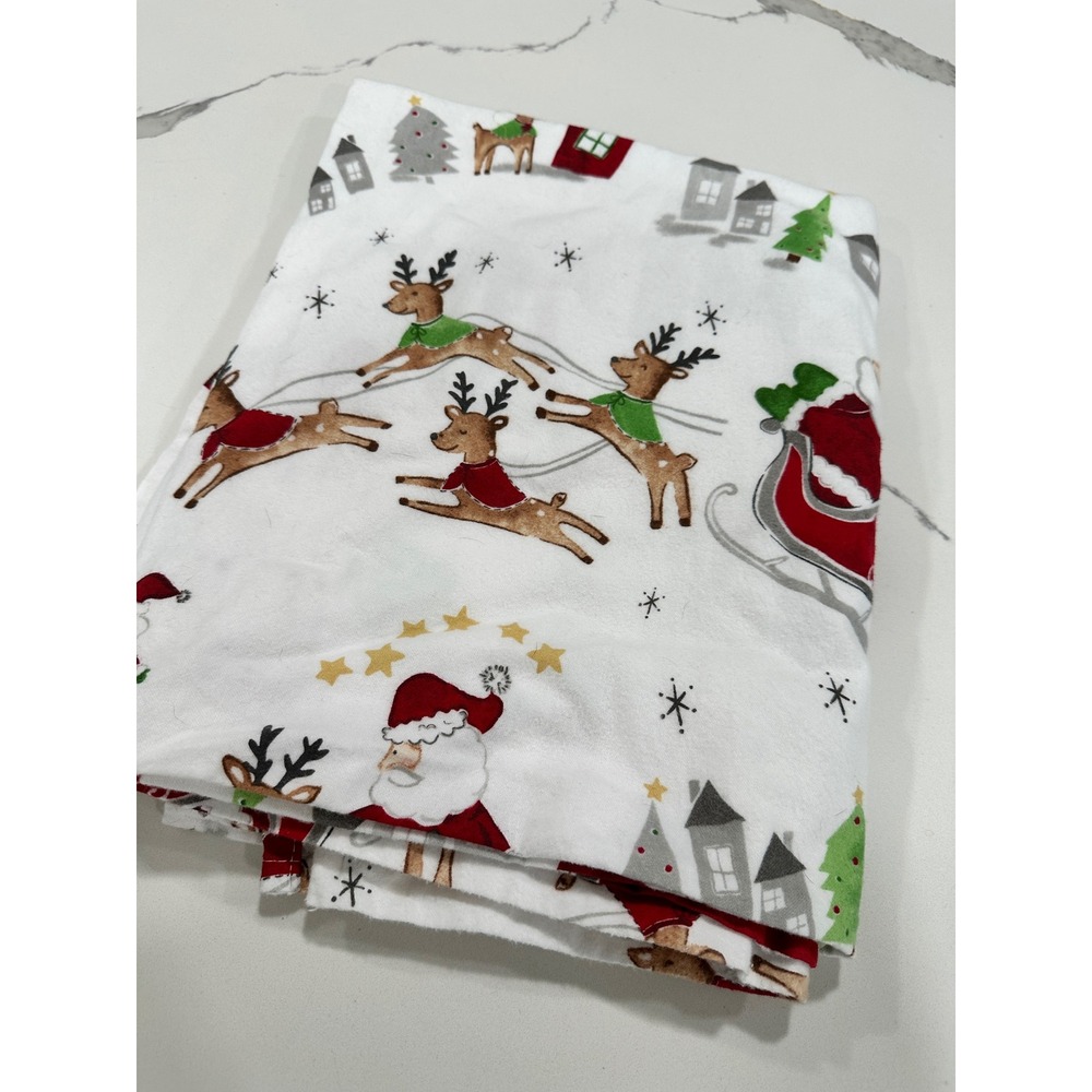 Pottery Barn Kids Toddler Christmas Santa Reindeer Cotton Sheet‎ 45x65 FLAT
